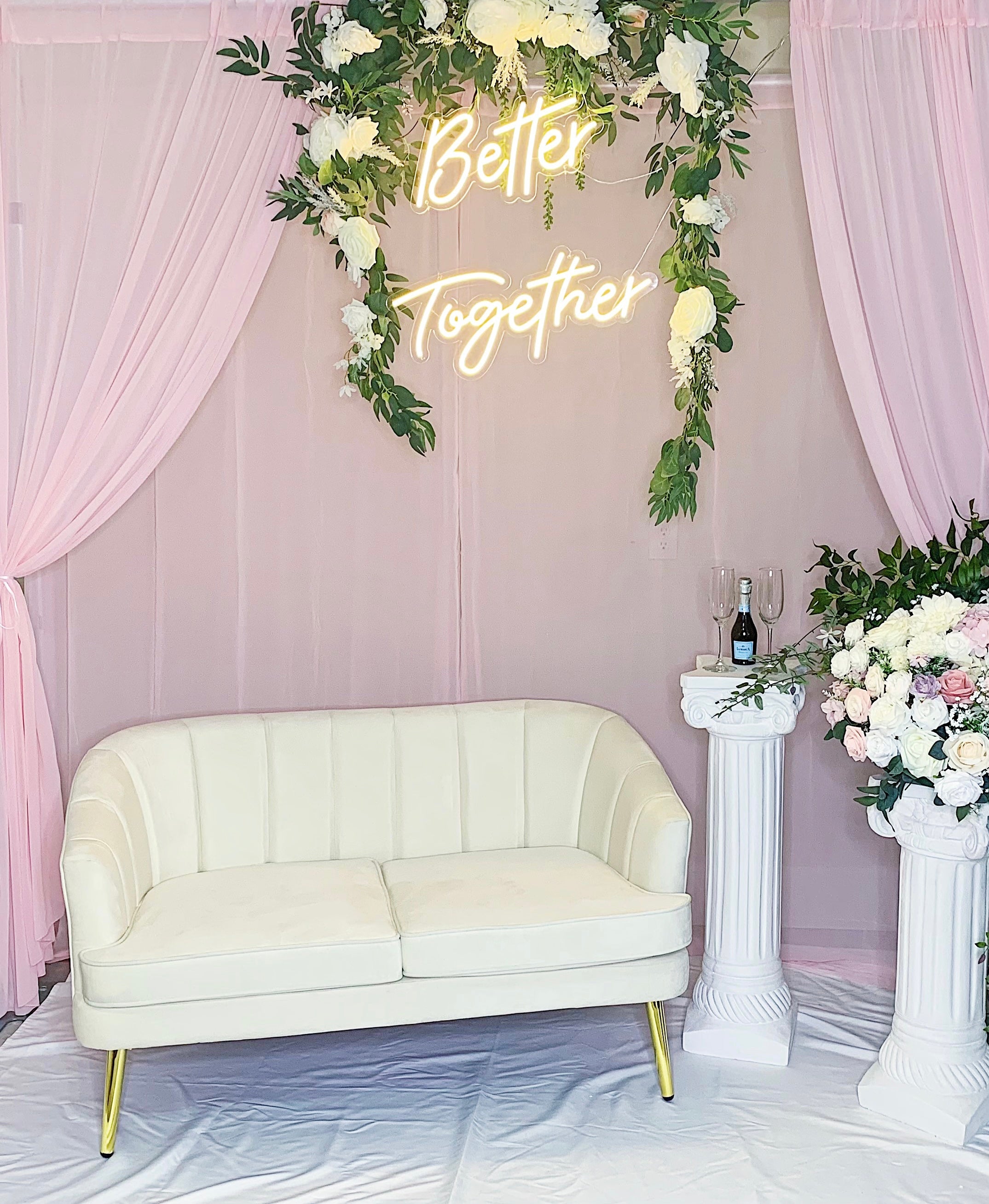 White Velvet Loveseat