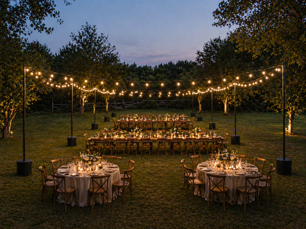 String Light Pole Stands with Base