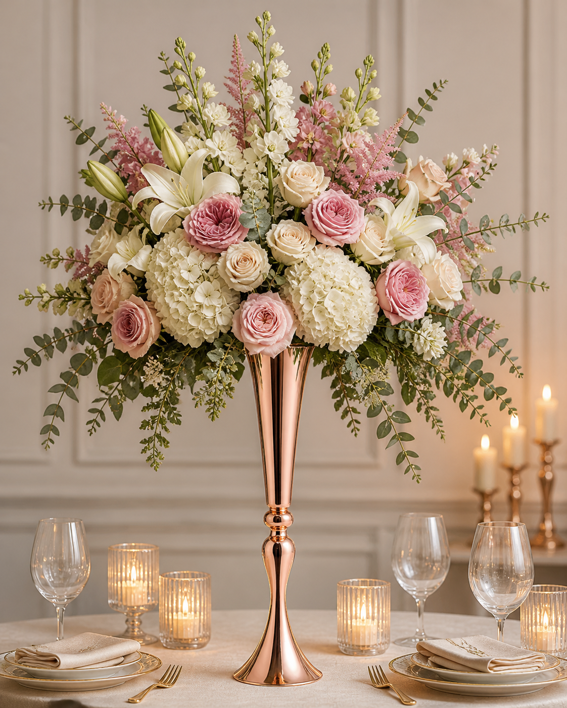Gold Metal Trumpet Vase