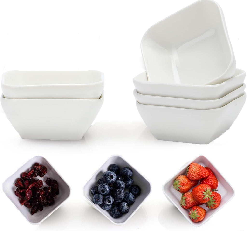 6 Piece 3oz White Porcelain Dip Bowl Set