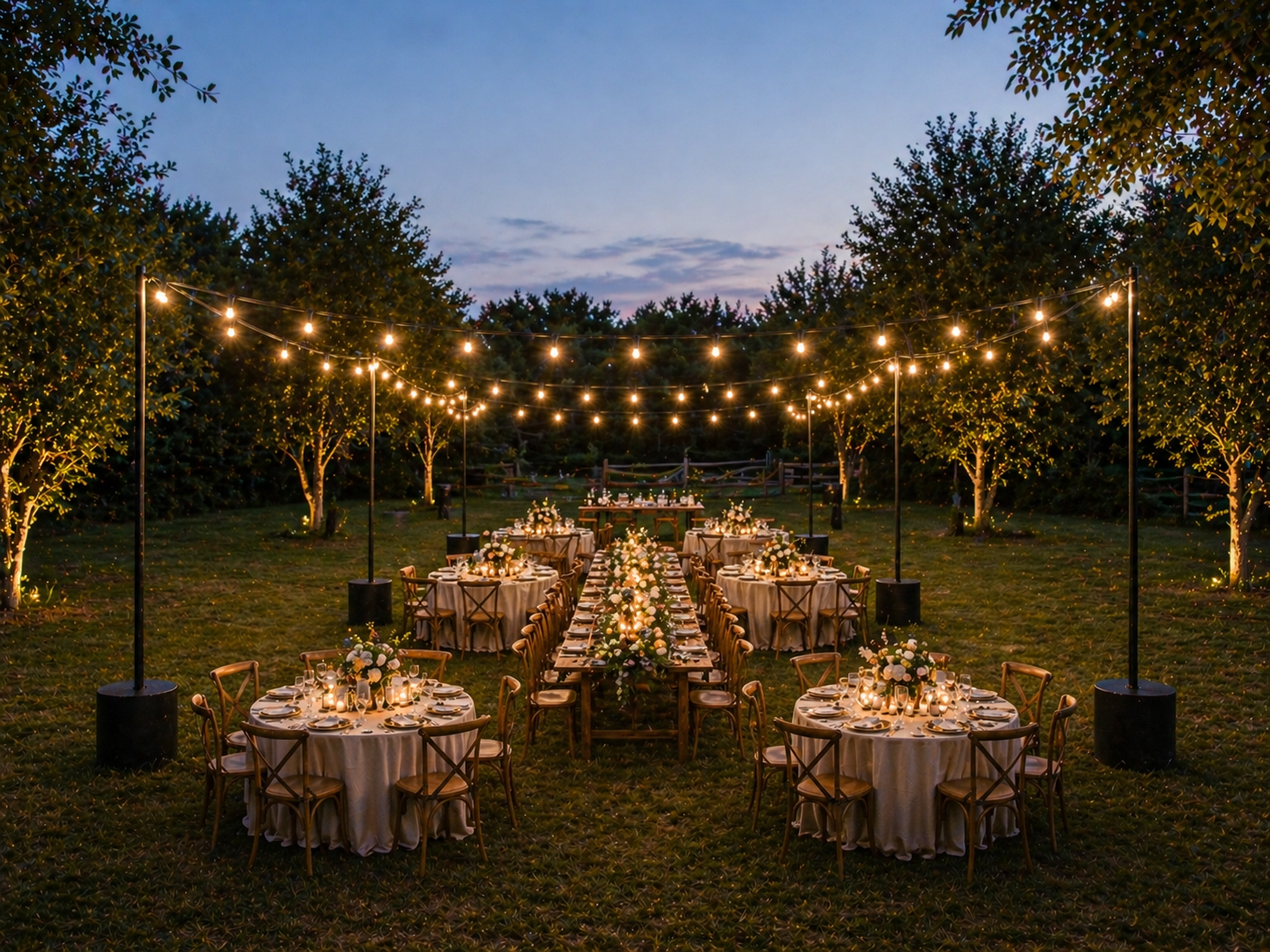 String Light Pole Stands with Base