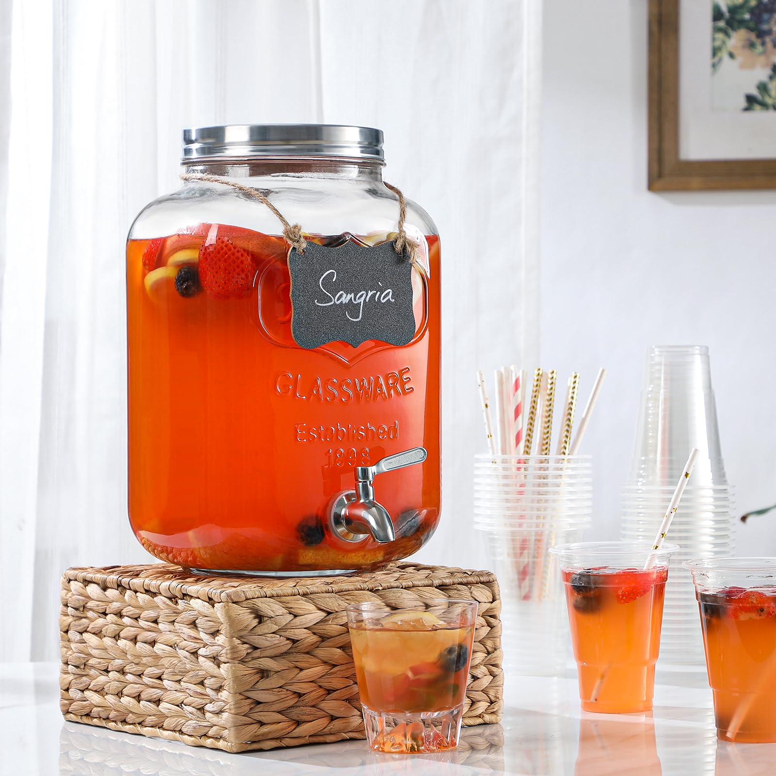 2 Gallon Glass Beverage Dispenser