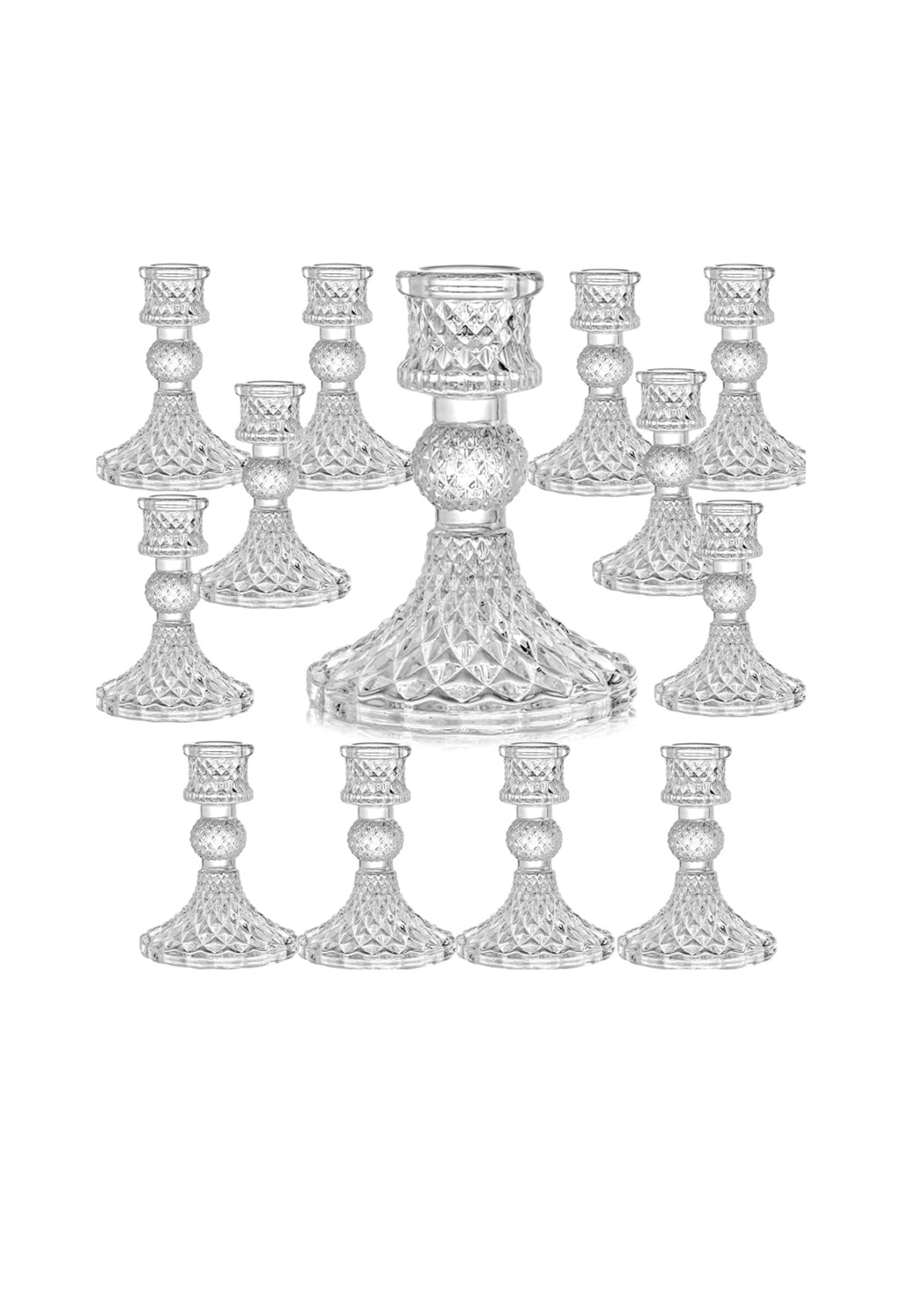 Clear Vintage Glass Taper Candlestick Holders