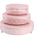 3 Piece Pink Metal Cake Stand Set