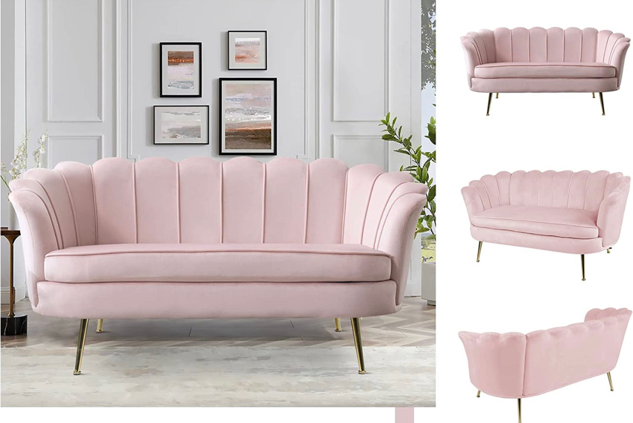 Pink Velvet Loveseat