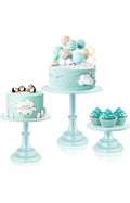 3 Piece Blue Pedestal Cake Stands