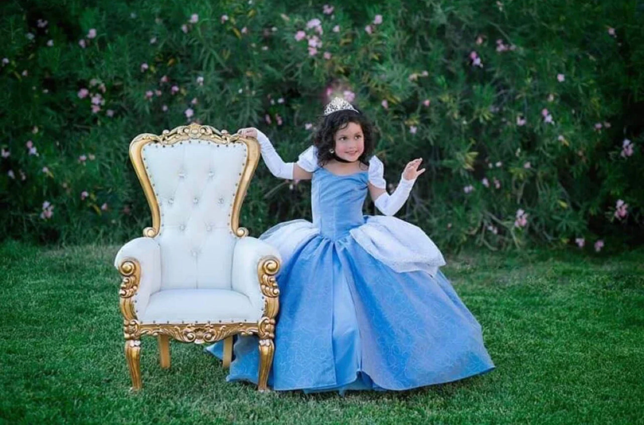 Kids White and Gold Throne Chair