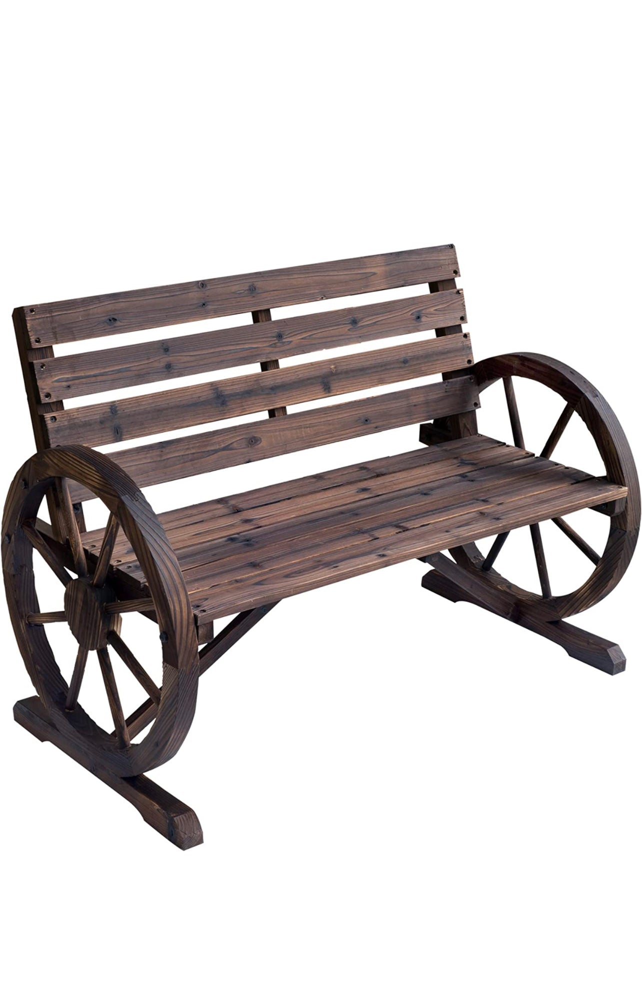 Rustic Wooden Wheel Bench