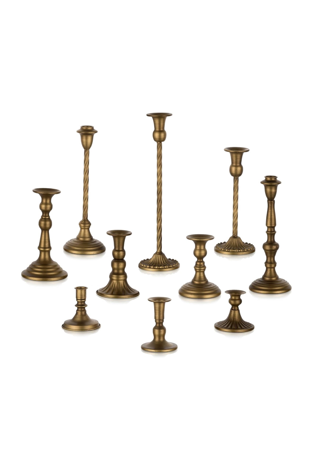 Vintage Brass Colored Taper Candle Holders