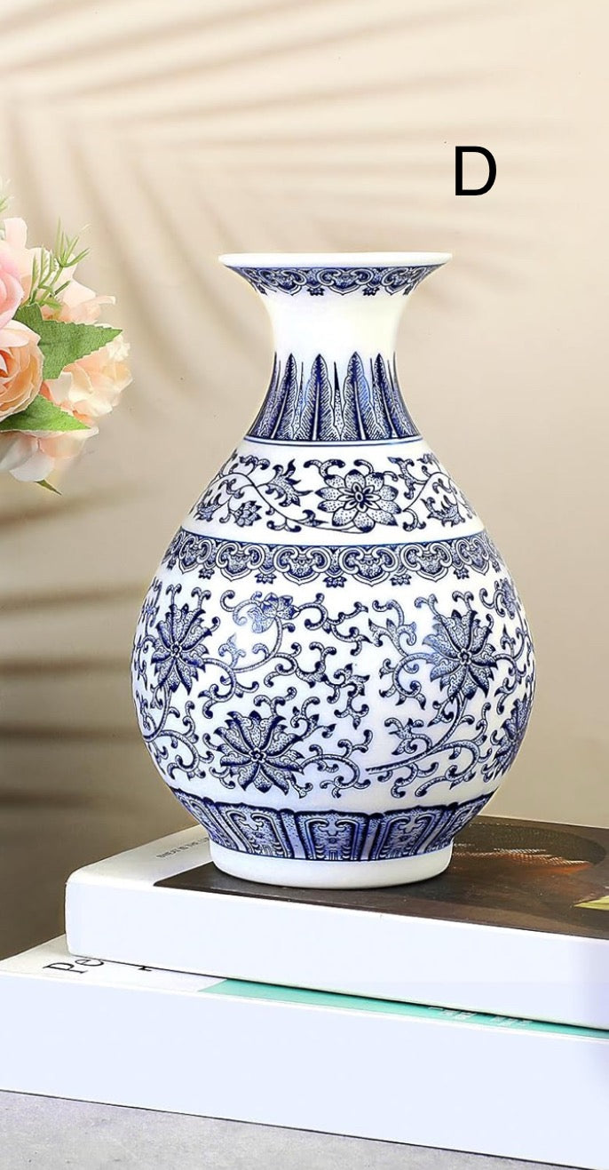 Blue and White Ceramic Chinoiserie Vases