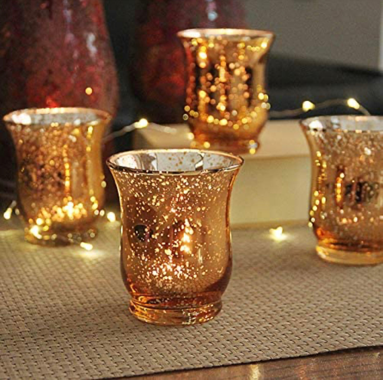 Votive Speckled Gold Candle Holders