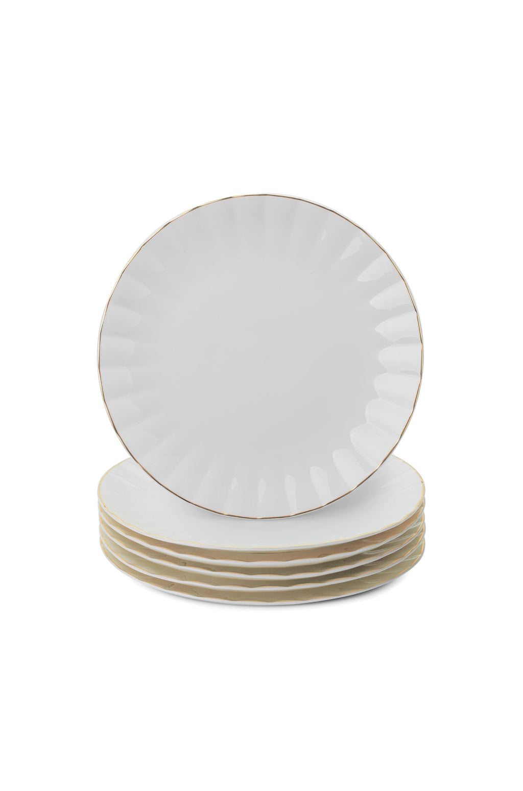 White Gold Rim Dinner and Salad Plate
