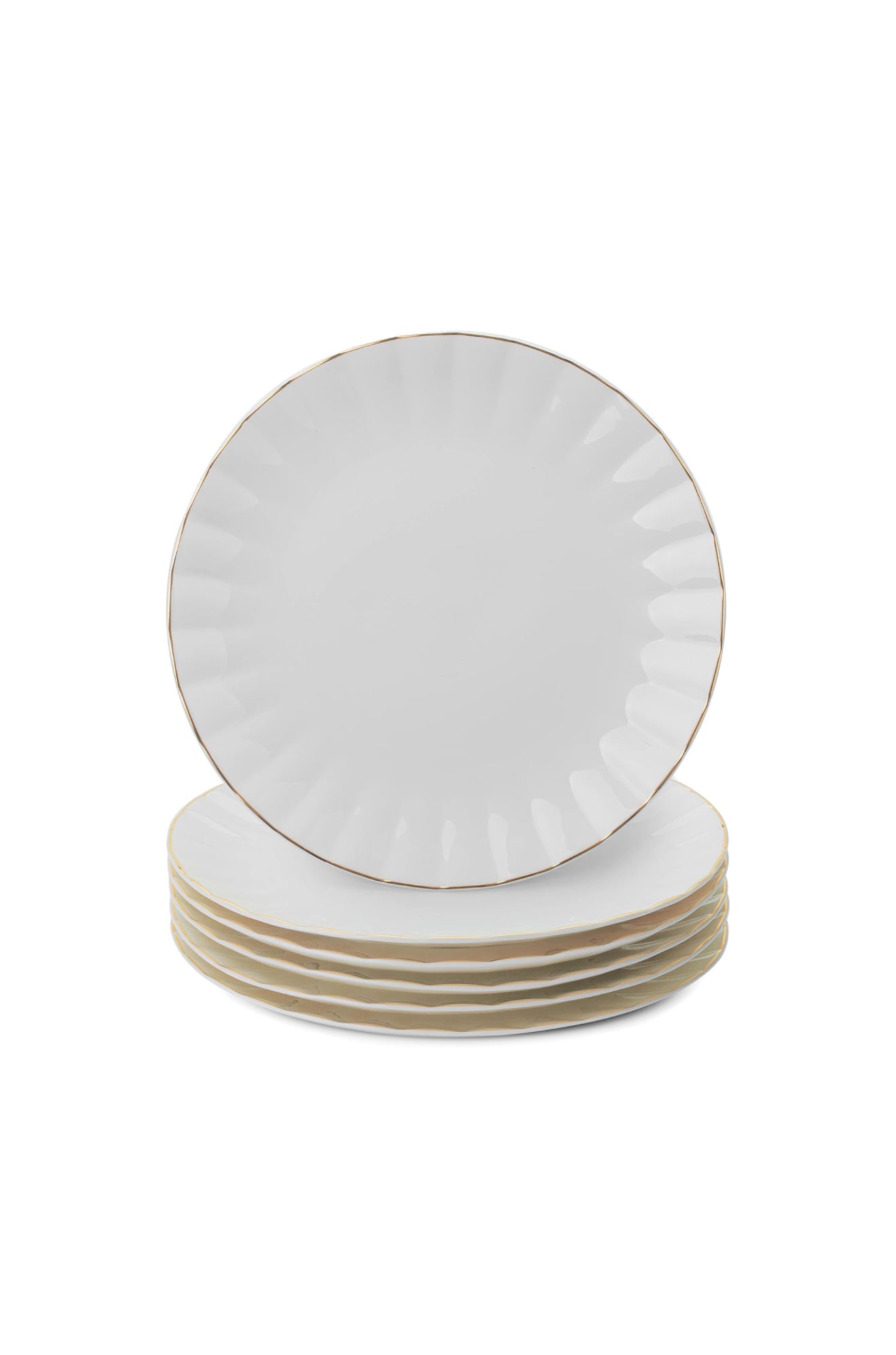 White Gold Rim Dinner and Salad Plate