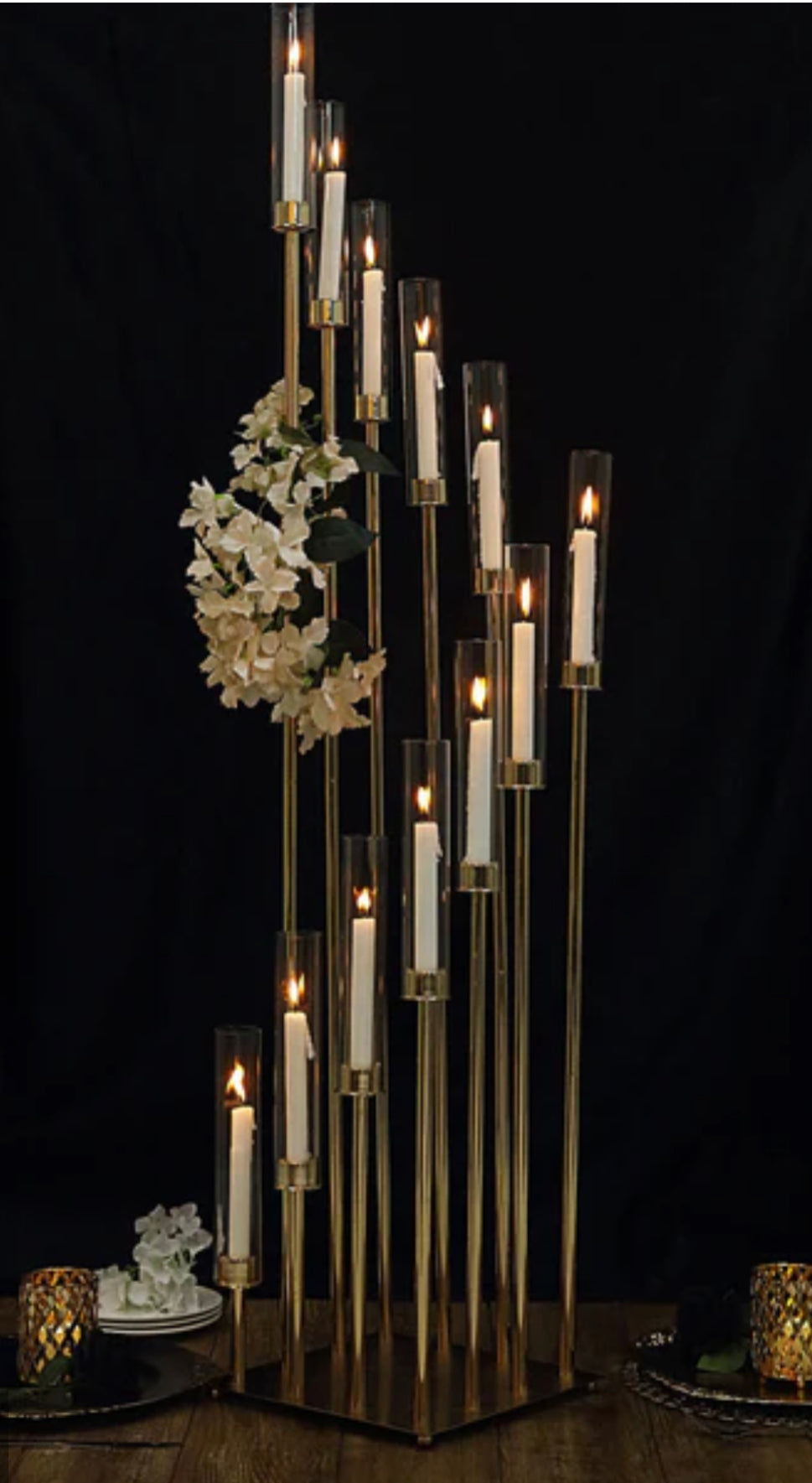 12 Arm Gold Cluster Candle Holder