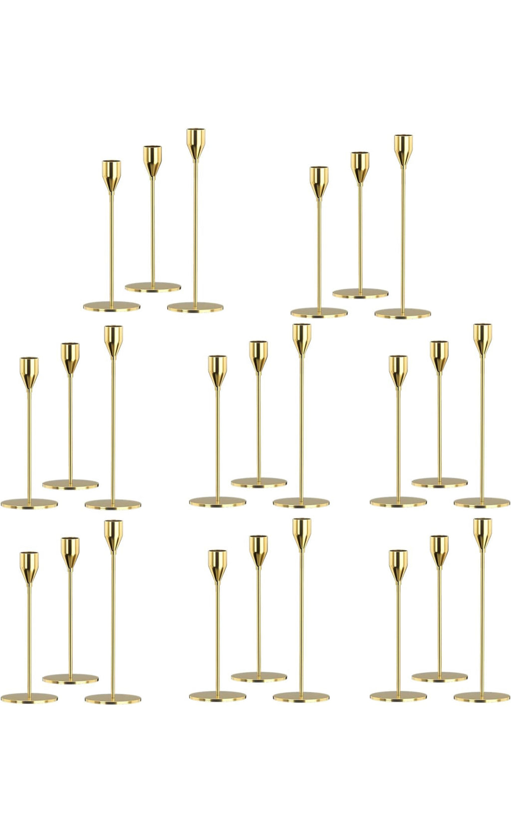 Gold Taper Candlestick Holder Set