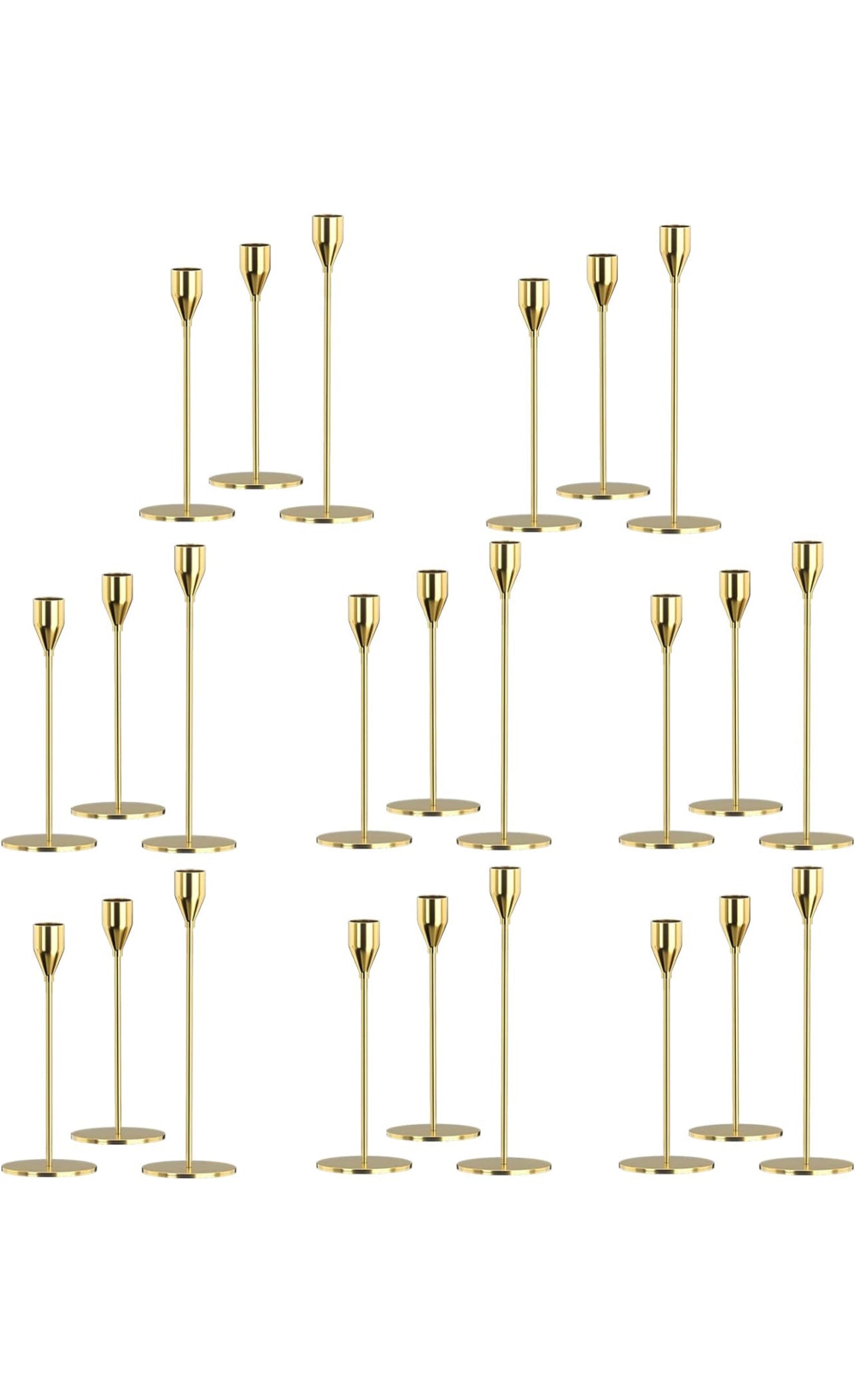 Gold Taper Candlestick Holder Set