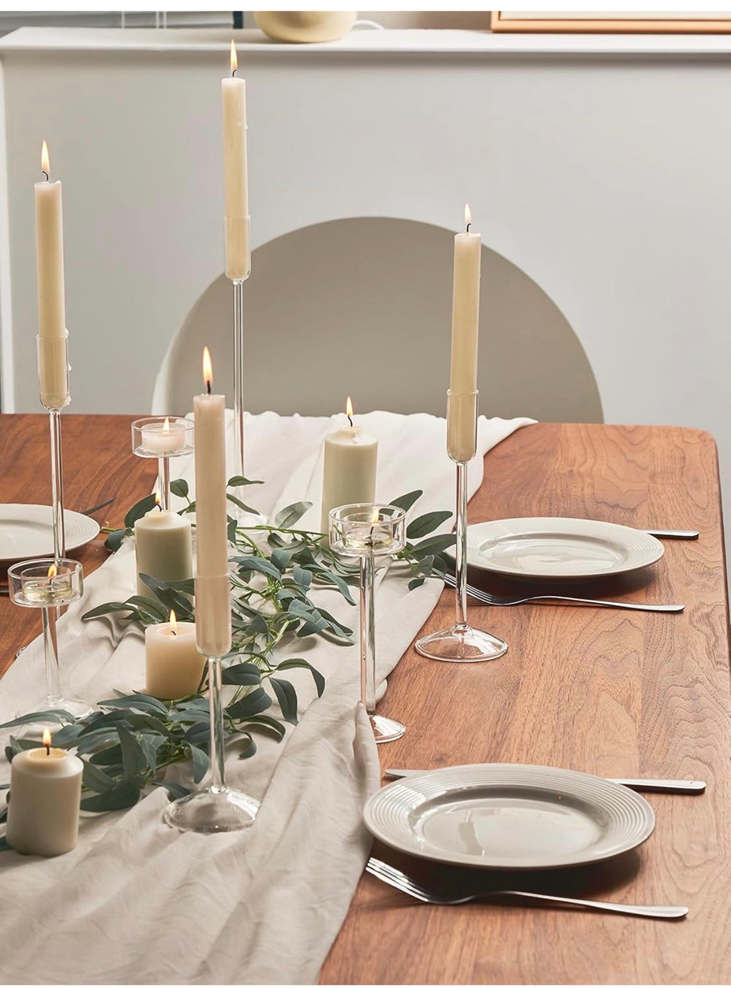 Glass Taper Candlestick Holder Set