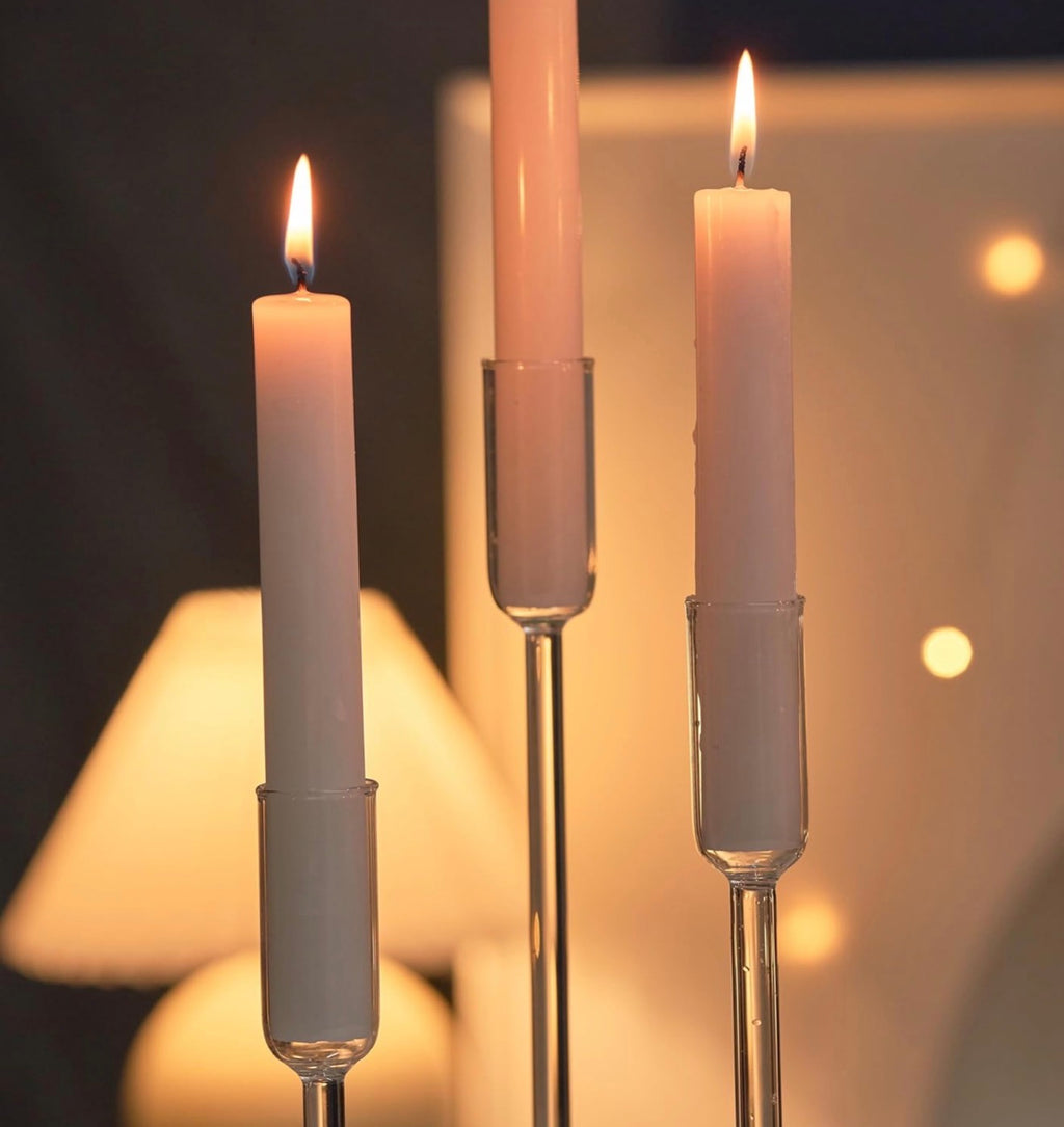 Glass Taper Candlestick Holder Set