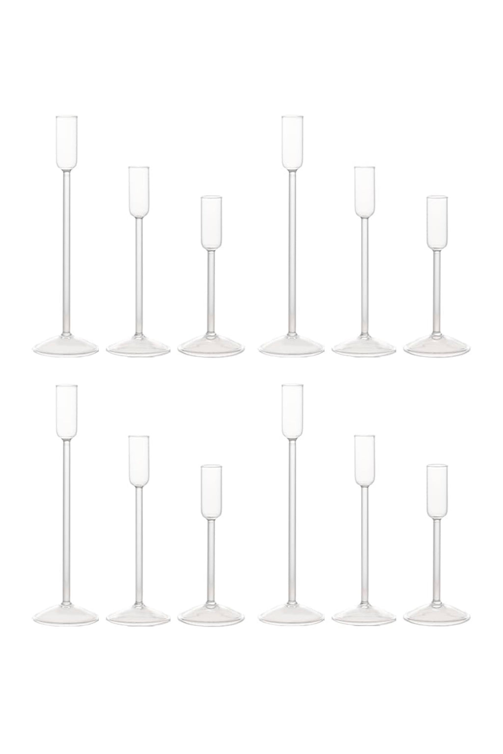 Glass Taper Candlestick Holder Set