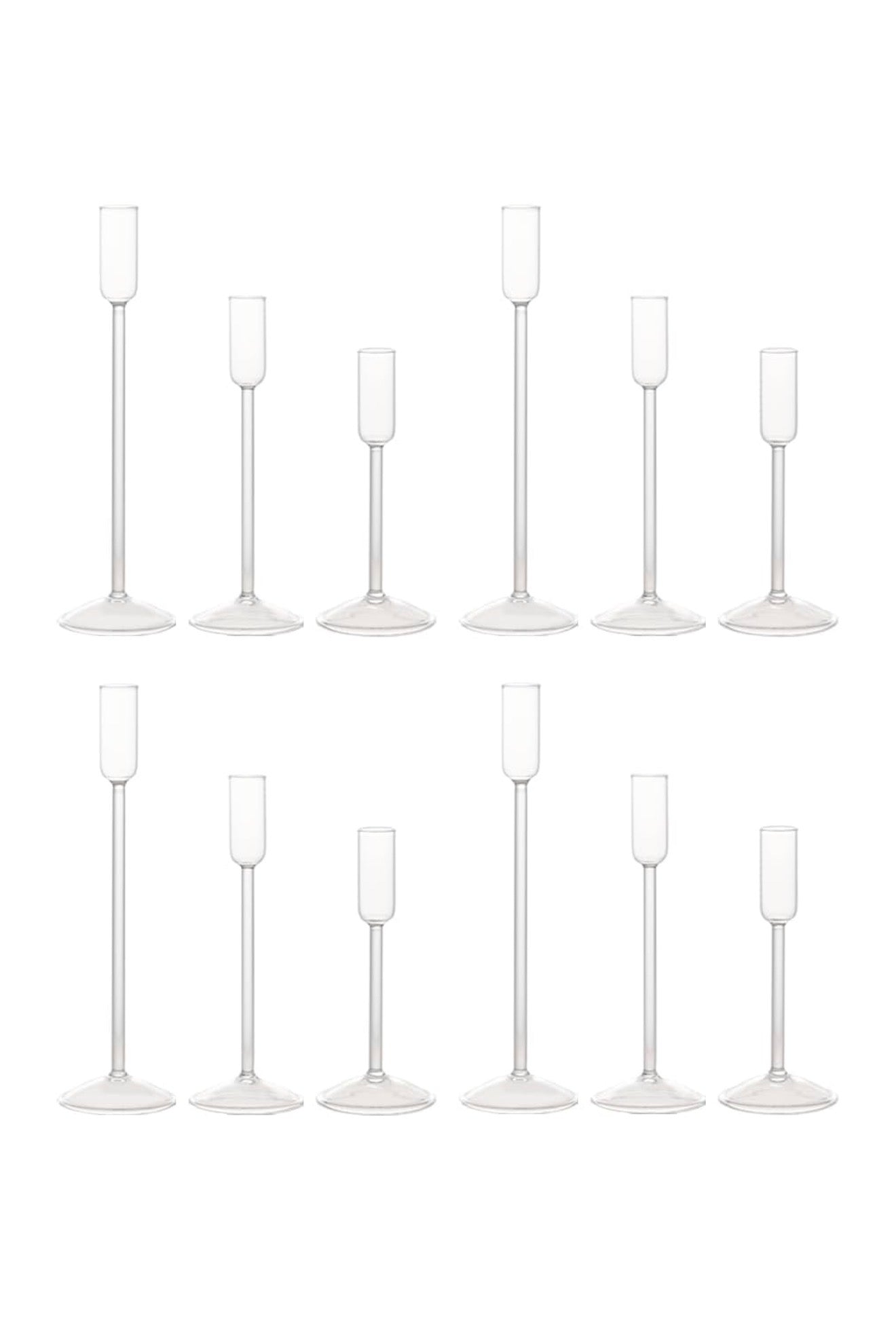 Glass Taper Candlestick Holder Set
