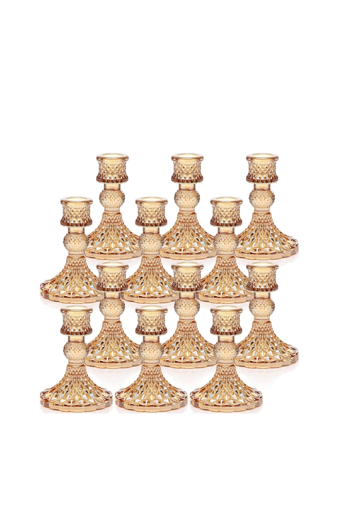 Gold Vintage Glass Taper Candlestick Holders