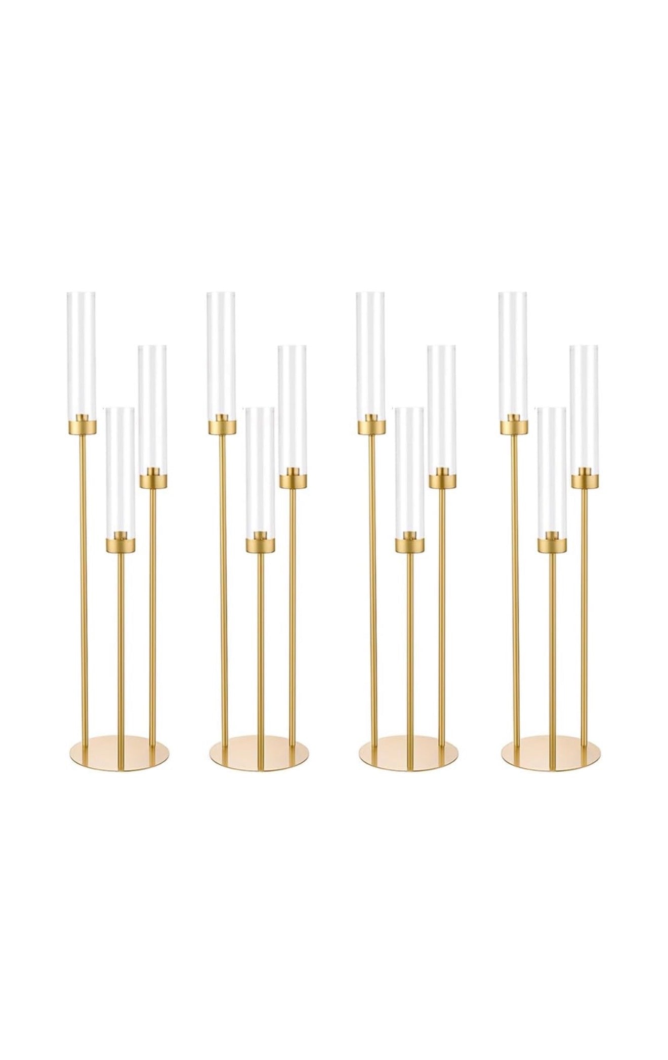 3 Arm Gold Candelabra with Shades