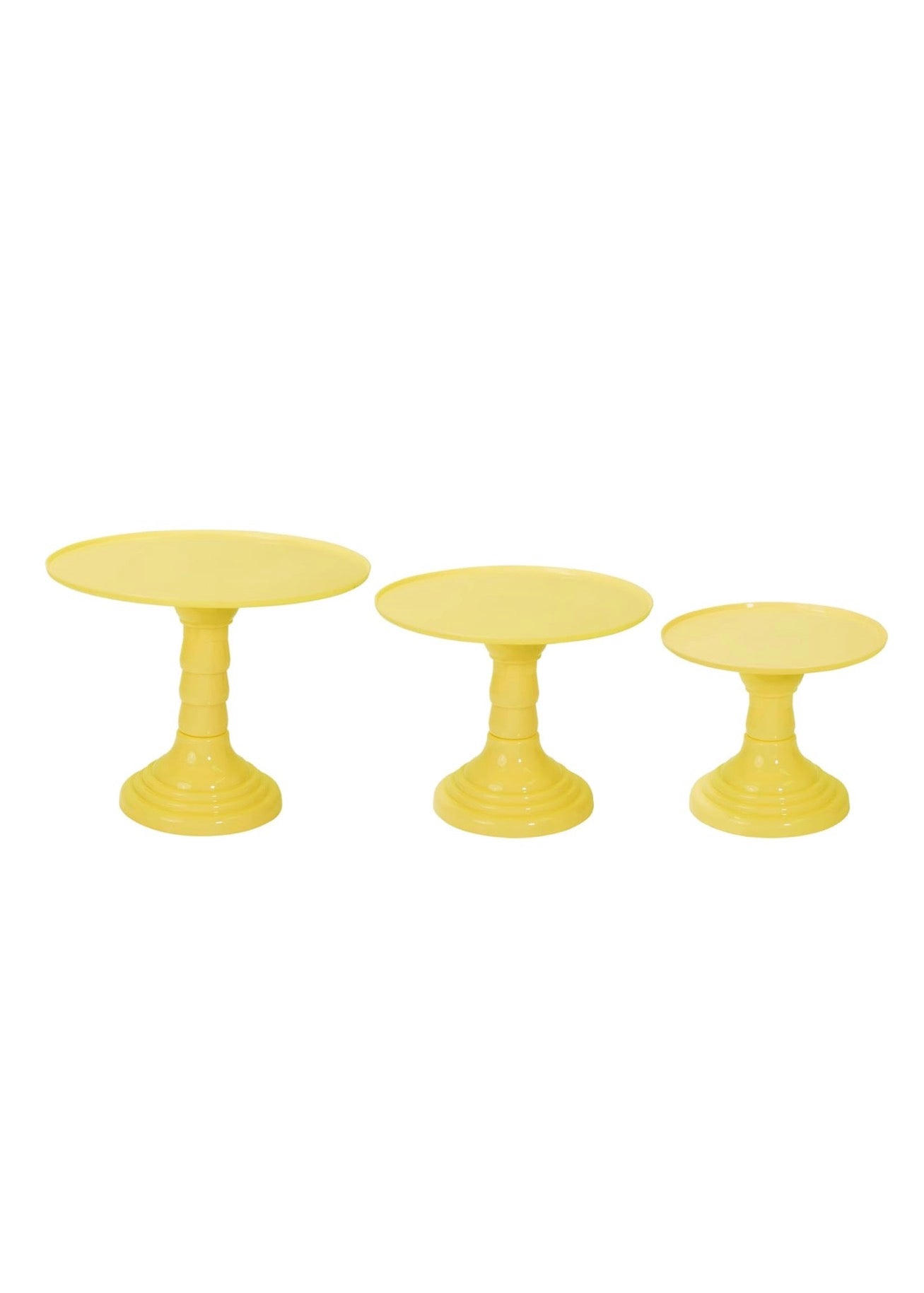 3 Piece Yellow Pedestal Cake Stands