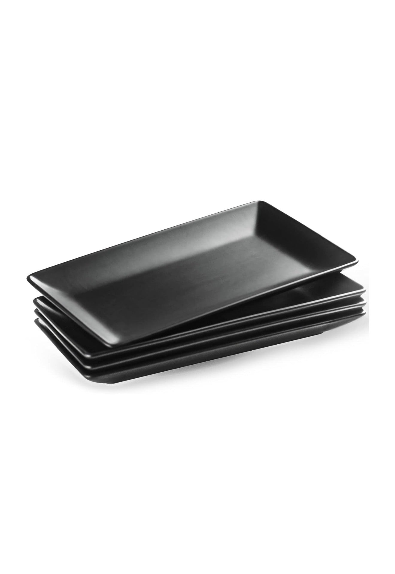 4 Piece Black Porcelain Platter Set
