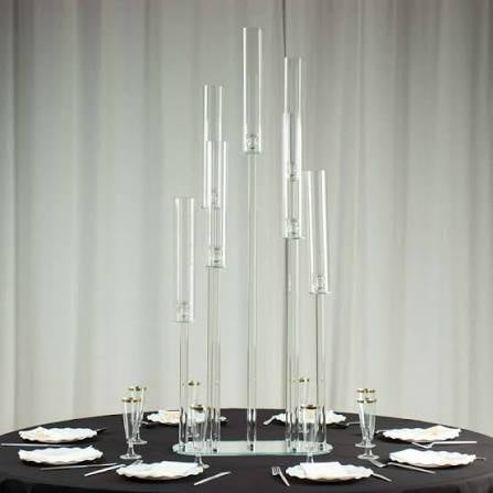 7 Arm Crystal Cluster Candelabra 47"