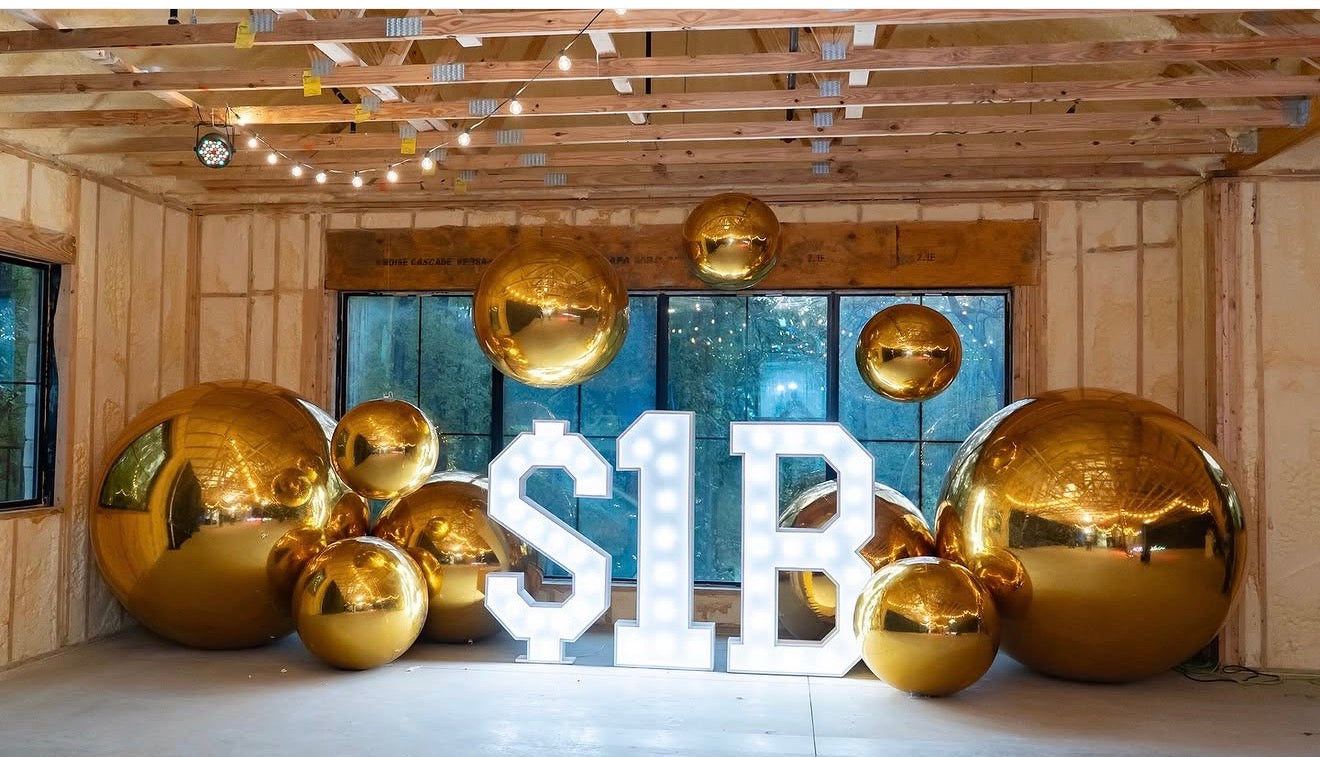 Gold Inflatable Mirror Ball Set