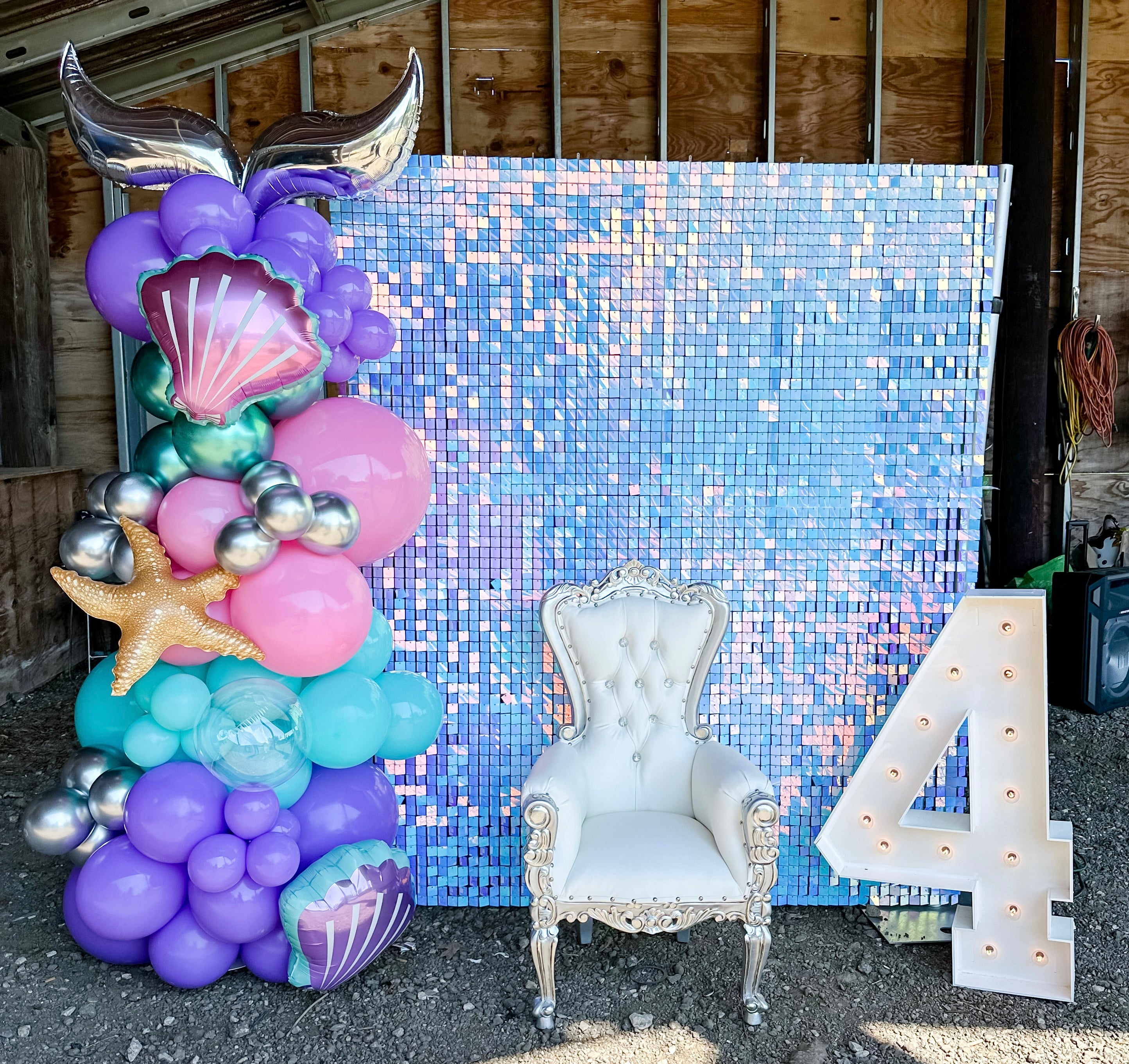 Kids White and Silver Throne Chair