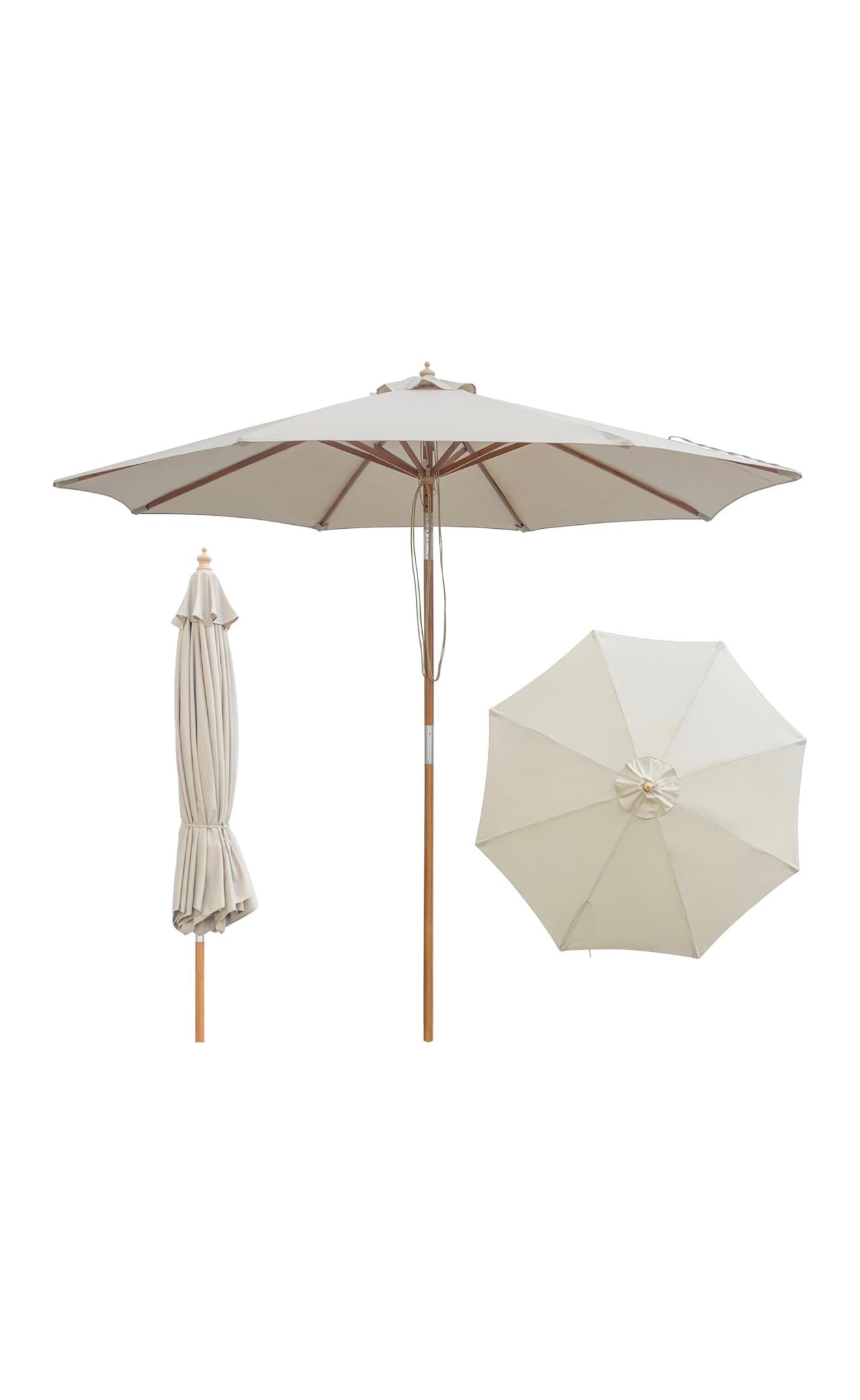 Off White Bamboo Outdoor Umbrella 9FT