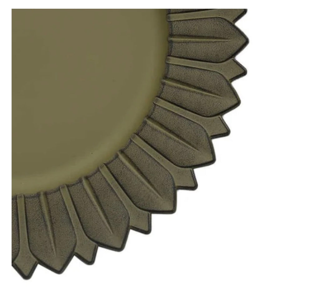 Olive Green Sunflower Rim Charger Plate