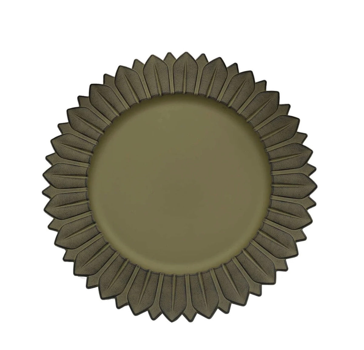 Olive Green Sunflower Rim Charger Plate