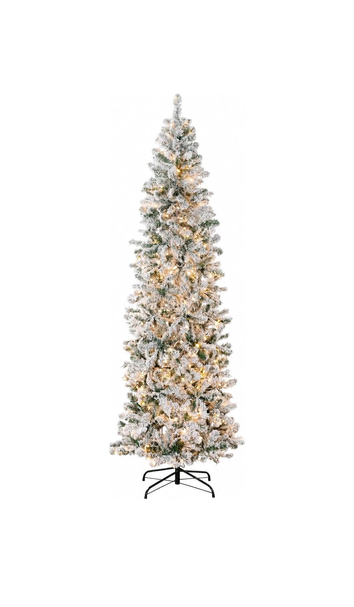 Flocked Pencil Christmas Tree with Lights 6Ft