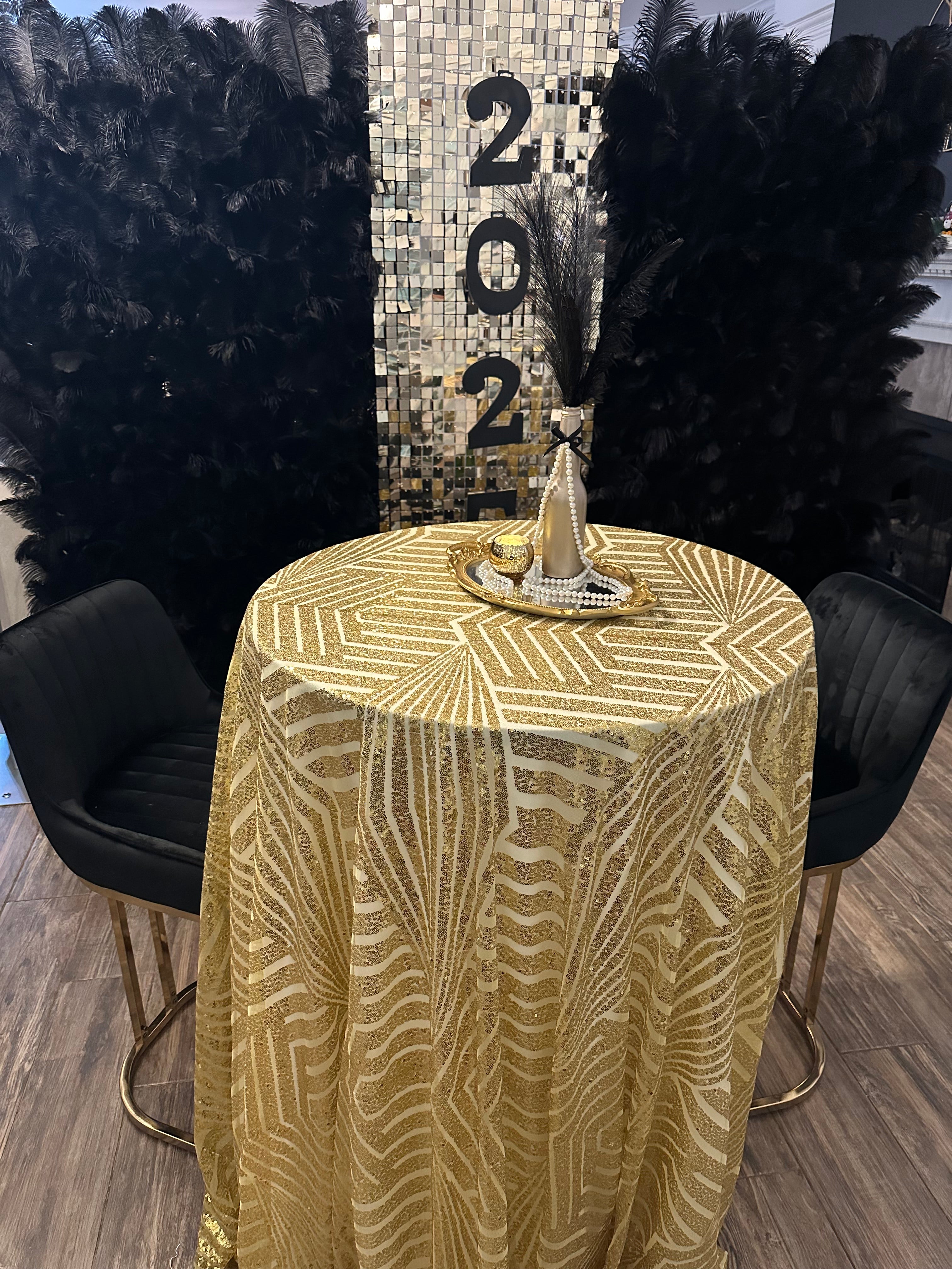 Gold Sequin Geometric Print