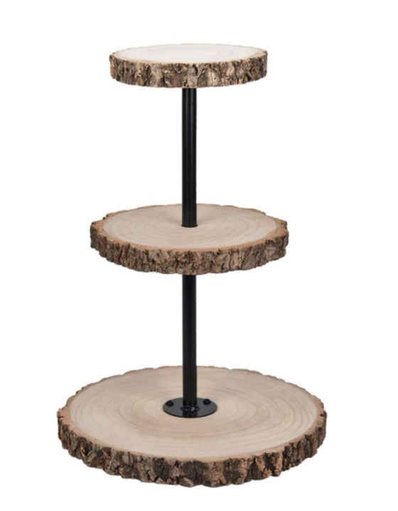 3 Tier Natural Wood Slice Dessert Stand