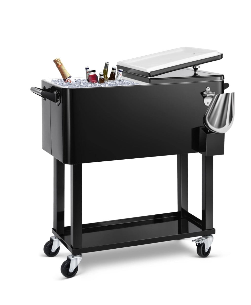 Black Mobile Cooler Cart