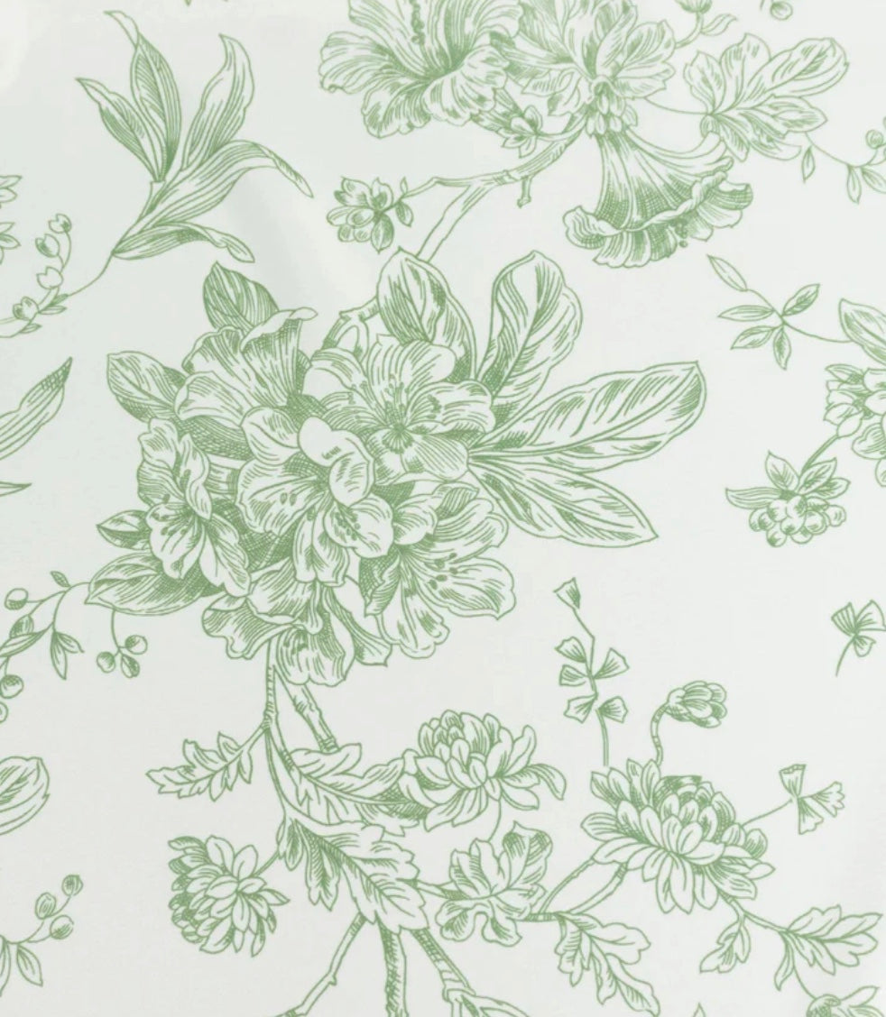 Sage Green Floral Tablecloth
