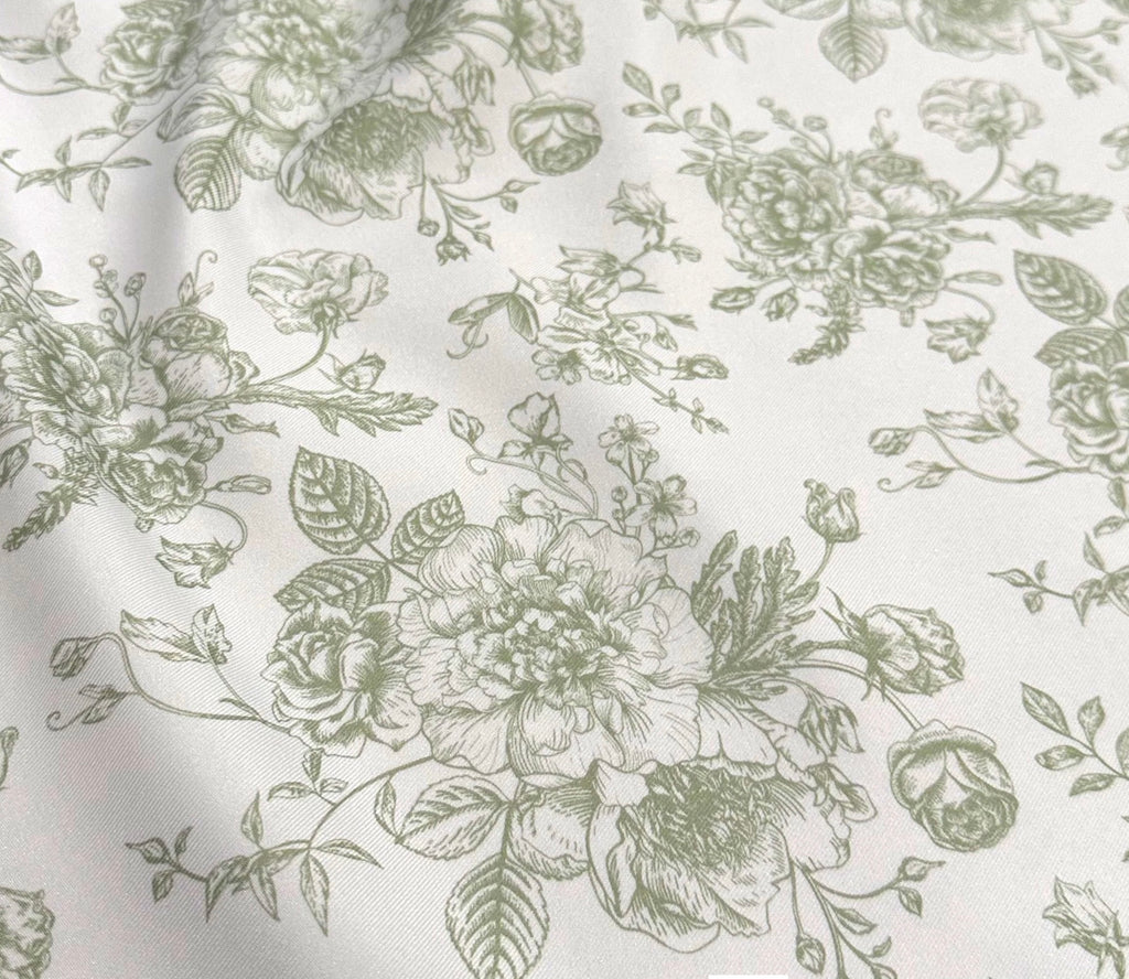 Dusty Sage Green Floral Tablecloth