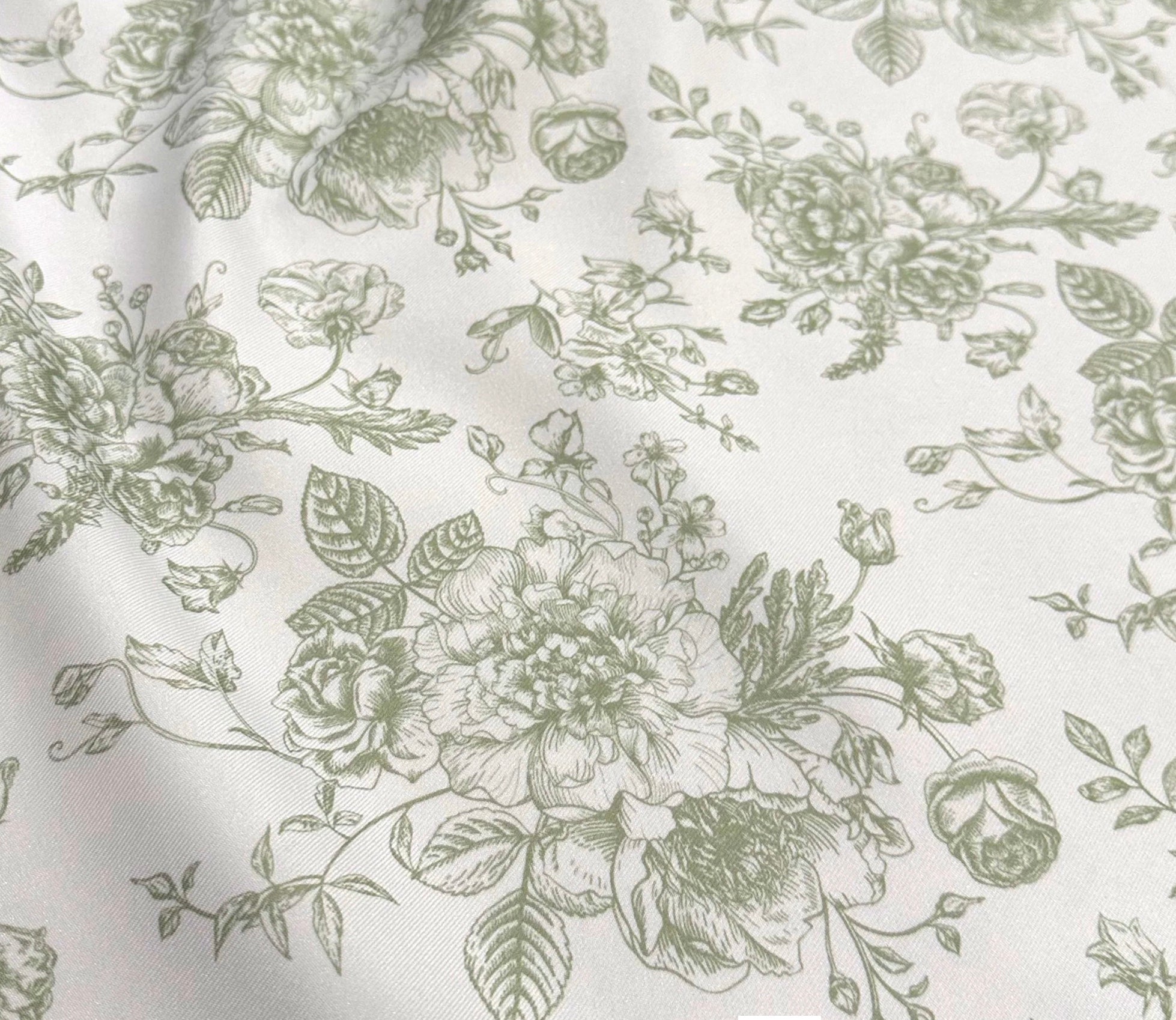 Round Sage Green Floral Tablecloth