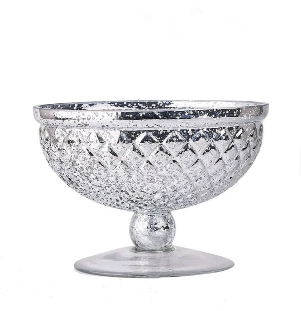 Glass Silver Compote Vase