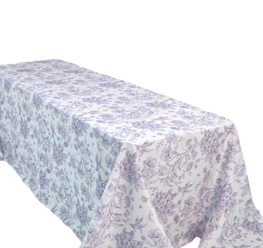 Lilac Floral Design Tablecloth
