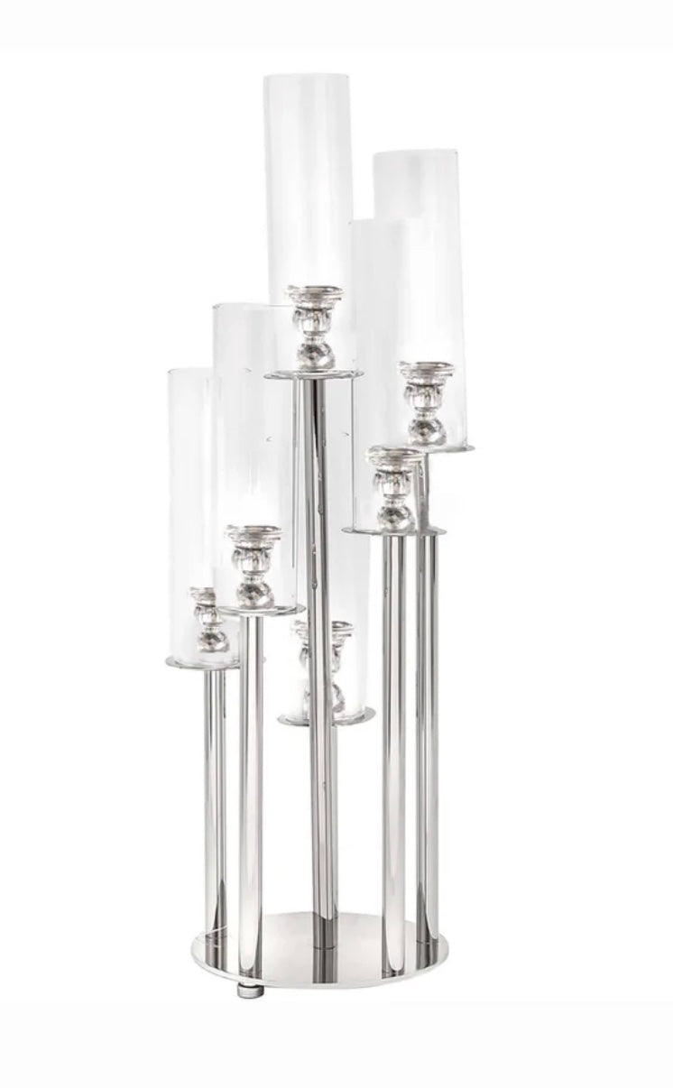 7 Arm Crystal Cluster Candelabra 33"