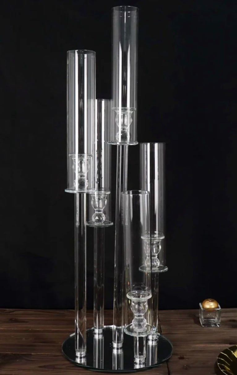 5 Arm Crystal Cluster Candelabra