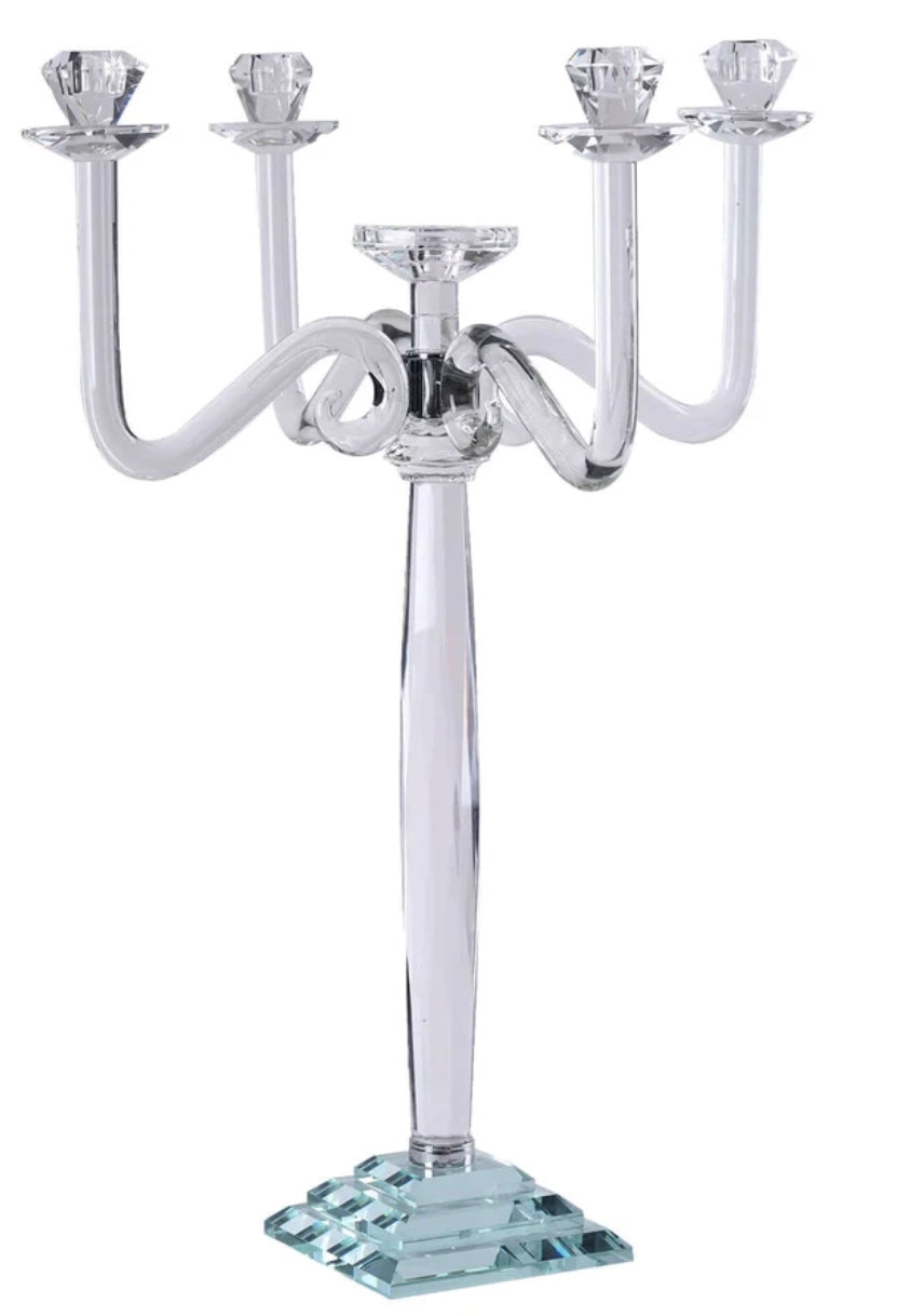 5 Arm Glass Candelabra