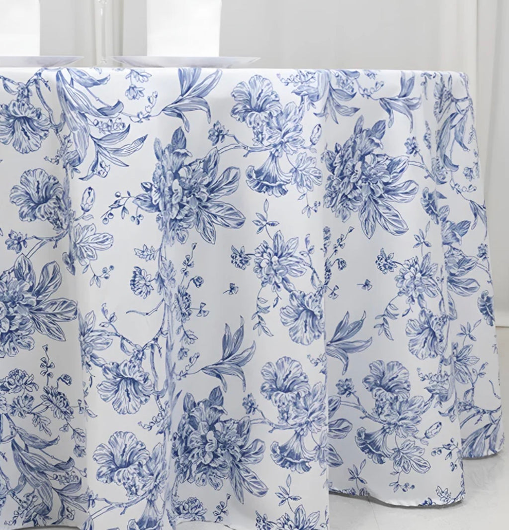 Blue Floral Design Tablecloth