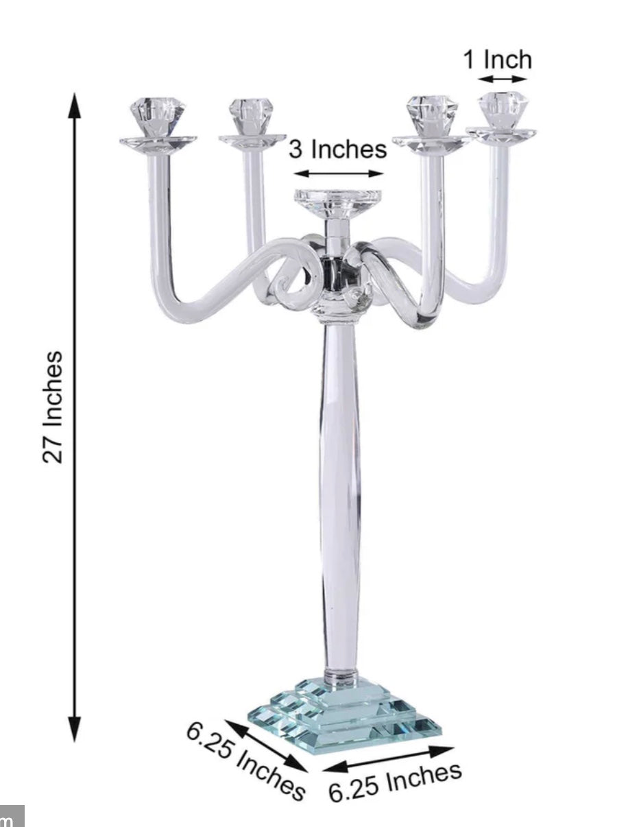 5 Arm Glass Candelabra
