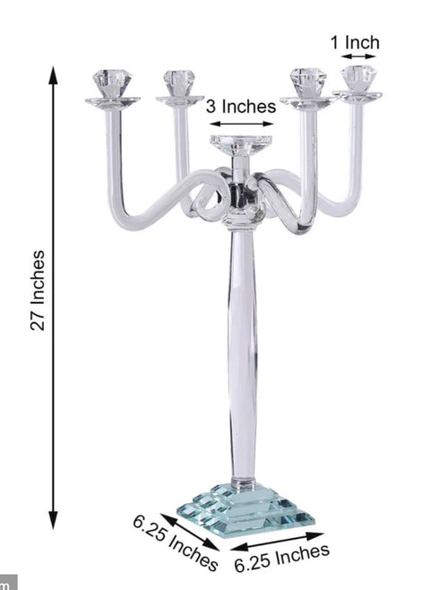 5 Arm Glass Candelabra