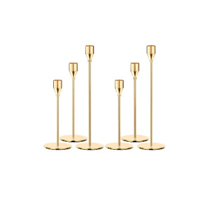 Gold Taper Candlestick Holder Set